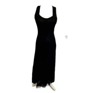 VINTAGE Black Lace Fitted Fit and Flare Evening Gown, Brand Unkown, Size Unknown